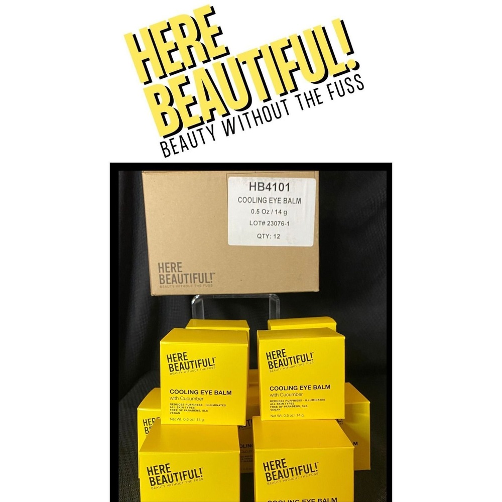 Here Beautiful! BUNDLE-12 Cooling Eye Balms with Cucumber 0.5oz HB4101 Vegan New